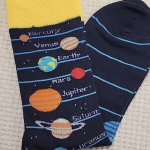🔥LAST PAIR🔥 SOLAR SYSTEM PLANETS ASTRONOMY NOVELTY SOCKS